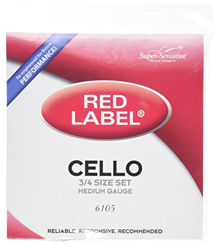 Super Sensitive Red Label 6105 Cello String Set, 3/4, Full Set