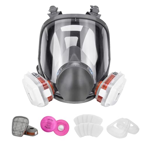 Mascarillas industriales – Mascarilla facial reutilizable purificadora de aire | Industrial 6800 Mascarilla completa con filtros, máscara facial premium con filtración de aire, protección contra el