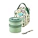 Boîte à déjeuner Bento pour adultes et enfants, Thermos pour aliments chauds, bocal isotherme à 2 niveaux, récipient à soupe étanche en acier inoxydable, vert