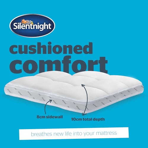 Silentnight Airmax 1000 Single Mattress Topper - Extra Thick Deep Fitted Mattress Enhancer with 10cm Thick Cushioning, Mesh Sides to Increase Airflow and Elasticated Straps - Single - 190x90cm