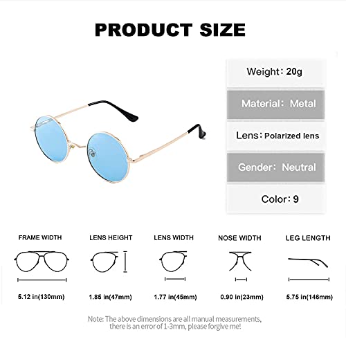 Image of Red Lens Circle Glasses Small Round Polarized Sunglasses for Women Men Retro Hippie Style Circle Sun Glasses