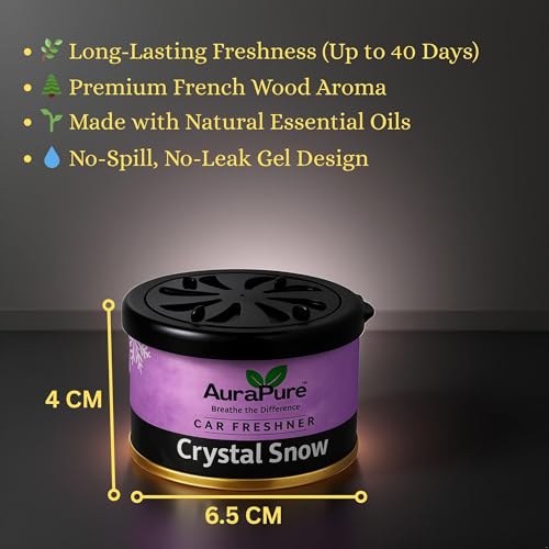 Image of Crystal Snow Car Air Freshener | Long-Lasting Gel Based Scent for Car Dashboard | Premium Fragrance Freshner | Odor Eliminator | AC Vent Air Purifier Gel | 100g (White)
