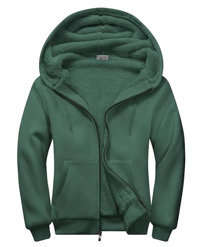 Image of SWISSWELL Men Zip Up Hoodies Sherpa Lined Jacket Heavyweight Fleece Sweatshirt Winter Warm Hooded Coat