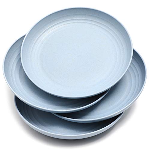 Juvale Wheat Straw Plates, Unbreakable Plate (Blue, 9 In, 6 Pack) #TOP6