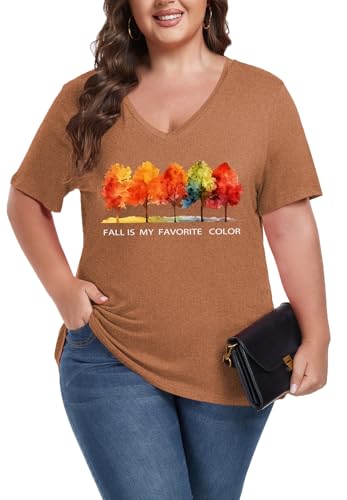 Image of ForHailey Women's Plus Size Short Sleeve Tee Shirt V Neck Basic Ladies Loose Fit T Shirt 1X-5X