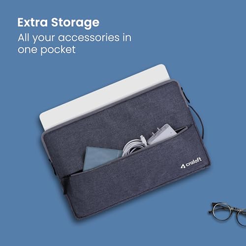 Craloft Polyester Laptop Sleeve Cover Bag Compatible with MacBook 16 Inch with Charger Pouch (Grey_L25) - Image 5