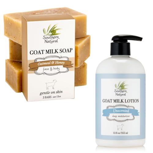 Southern Natural Unscented Oatmeal & Honey Goat Milk Soap & Lotion Bundle image 3