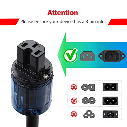 Tertullus TERTULLUS-CABLE-BLUE Hifi Audiophile Power Cord With Us Rhodium Plated Connector Plug+ Iec 320 C15 Female Connector Audio Ac Power Cable 125V 15A thumb #2