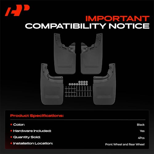 Image of A-Premium Mud Flaps Compatible with Toyota Tacoma 2005-2015, No Drilling Required Mud Guards with Hardware Accessories, Set of 4 Front and Rear