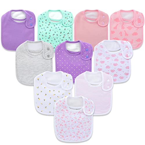 Image of Hakochia Baby Bibs Organic Cotton Super Soft and Absorbent With Adjustable Snap for Baby Boys and Girls