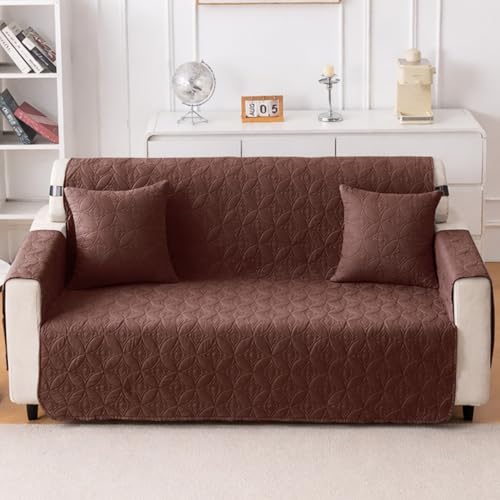 Image of HOKIPO 100% Leakproof Quilted Cushion Cover for Sofa 16x16 Inches, Set of 2, Chocolate Brown (AR-6280-BR*2)