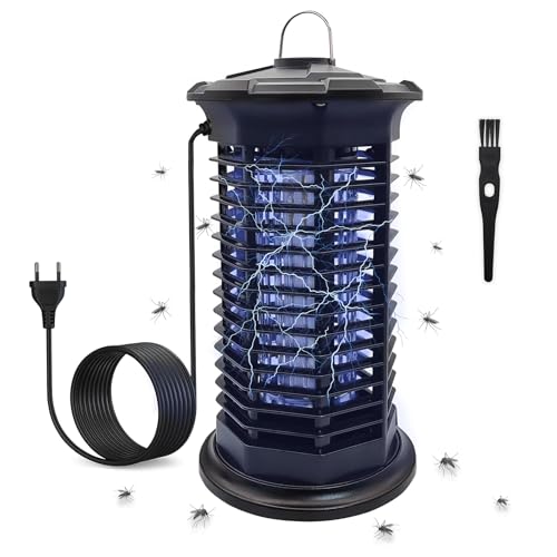 LED ATOMANT Lámpara Antimosquitos Eléctrica 11W, 1000V Alta Tensión, UVA, Cobertura 35m², Rejilla Segura, Interruptor, Colgable, Bandeja Limpieza y Pincel, Mata Mosquitos Interior/Exterior