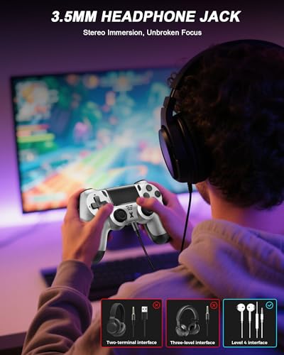 Image of Puiseno Wireless Controller for PS-4, Dual Vibration Game Joystick /Speaker /3.5mm Audio Jack Headphone /Motion Sensing,Upgraded Six-Axis Sensor, Compatible with PS4 /Slim /Pro Console /PC (2)