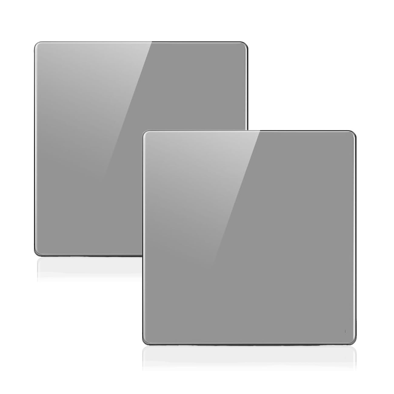 ZFQ 2 Pack 2-Way Big Rocker Button Switch, Modern Acrylic Crystal Glass Grey Wall Panel, Electrical Single Light Switch, 1 Gang 2 Way, 16A 250V