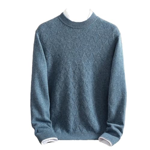Dcvmvmn Men's Half High Collar Cashmere Sweater Solid Jacquard Winter Sweater Pale Blue