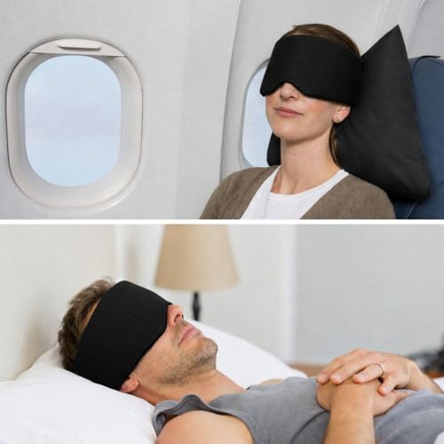 Image of Store2508 Cotton Sleep Mask Blackout Comfortable & Breathable Eye Mask For Sleeping Adjustable Blinder Blindfold Airplane With Travel Pouch Best Night Companion Eyeshade For Women Men Kid (Black)