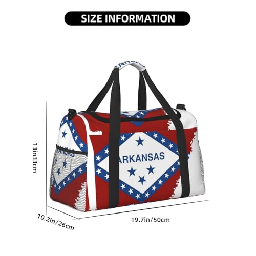 Arkansas State Flag Map print Travel Duffle Bag Gym Bag for Women,Puffer Tote Bag,Weekender Overnight Bag Organizer4