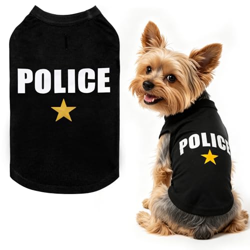 BINGPET Police Dog Shirts Soft Cotton Puppy Tshirt Breathable Lightweight Dog Costumes Tank Top Vest Machine Washable Stretchy Clothes for Small Medium Large Dogs Boy Girl
