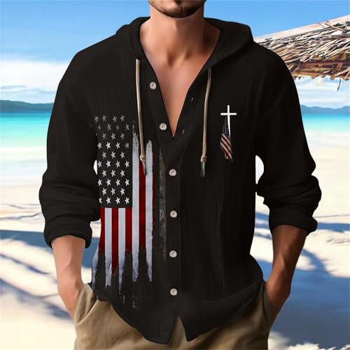 Hoodies for Men Summer Casual Button Down Long Sleeve Shirts Loose Fit Comfy Breathable Cool Memorial Day Sweatshirts2