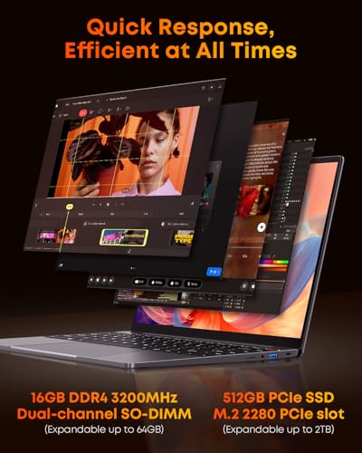Image of CHUWI Gaming Laptop, AMD Ryzen 5 (Beat i7-1355U), 16GB RAM 512GB SSD, Win11 Pro Laptop with Office, 14 Inch IPS 2160 * 1440 Display, Backlit Keyboard, WiFi 6, BT 5.2, HDMI