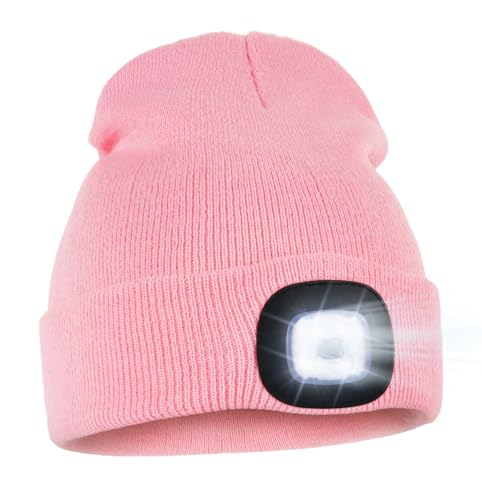 Bonnet lampe frontale pour voir dans le noir et rester au chaud en hiver