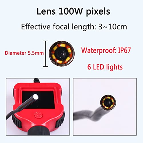 Borescopen 5,5 mm inspectiecamera, 2,4 inch industriële endoscoop met HD-scherm, semi-rigide slang-handheld-borescope… - Image 6