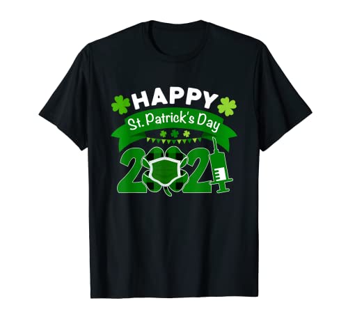 Happy St Patrick's Day 2021 Irish Shamrock Gesichtsmaske Funny T-Shirt