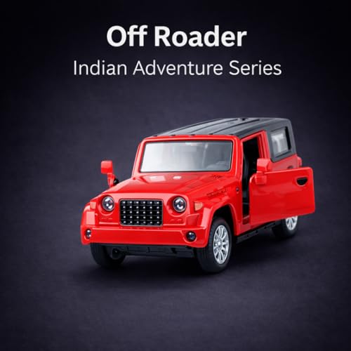 Image of Off-Road SUV Toy Car with Push-Back Action & Openable Doors| Durable ABS Plastic Off-Roader Vehicle Toy for Kids (3+ Years)|Red