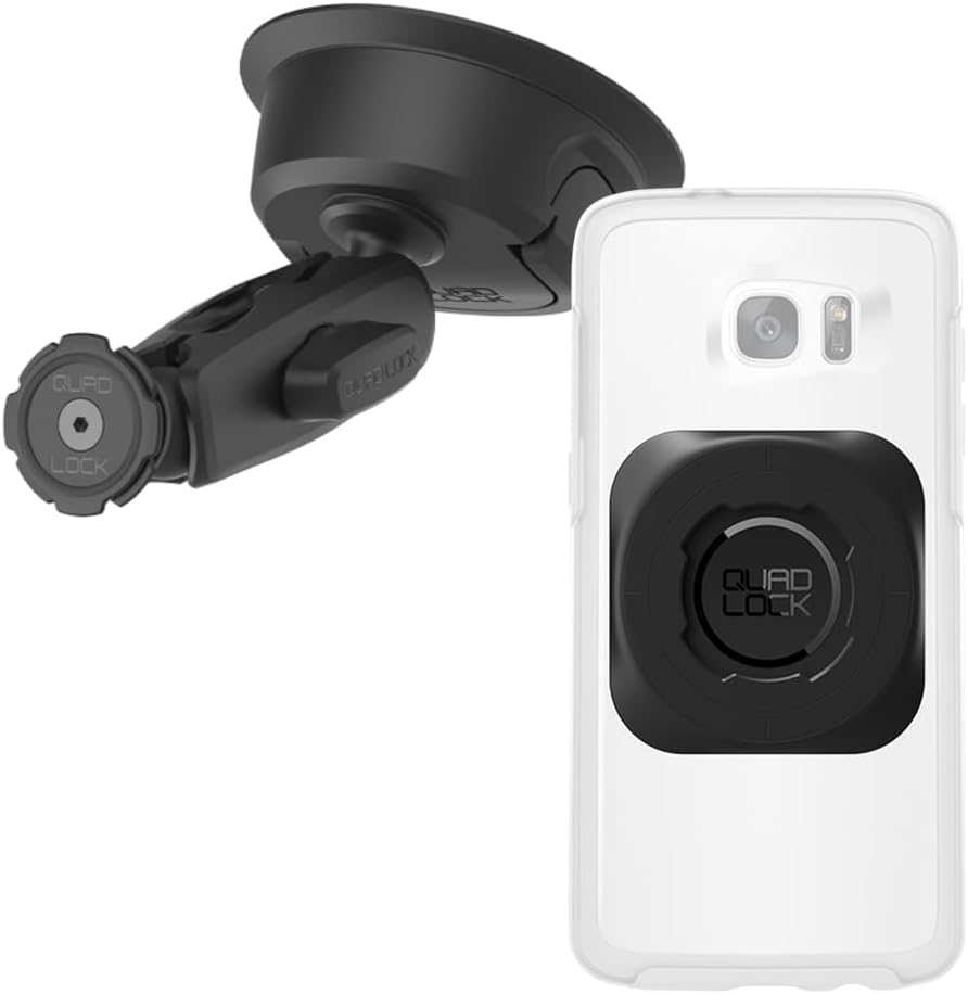 Quad Lock Heavy Duty Windshield/Dash Suction Phone Car Mount with Universal MAG Adapter