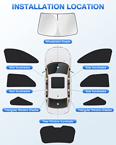 Image of Canvcle Windshield Sun Shade for 2010-2017 Chevrolet /Chevy Equinox Accessories Side Rear Window Shade Cover Sun Visor Shield Privacy Protection Keep Vehicle Cool Black 8PCS