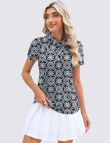 Image of TFSDOD Womens Golf Polo Shirts Collared Short Sleeve T Shirt Lightweight Moisture Wicking Polo Casual 3 Buttons Outfits