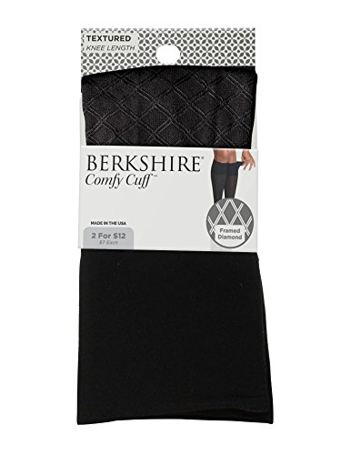 Berkshire Women's Comfy Cuff Frames Diamond Trouser Socks, Black, Plus Size