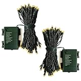 Juego de 2 guirnaldas de luces para árbol de Navidad con 100 luces LED de color blanco cálido a 10 m de iluminación ambiental para dormitorio, fiesta de Navidad o boda [temporizador & 8 modos]