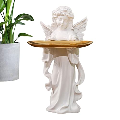 Bandeja de almacenamiento de estatua de ángel | Bandeja de almacenamiento de resina para mesa de diosa de ángel | Soporte de joyería para llaves de reloj, bandeja decorativa para decoración de