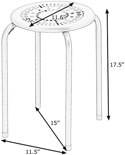 Image of GLACER Set of 6 Stackable Steel Stool, 17.5 Inch Backless Nesting Stool with X-Shape Connection & Non-Slip Feet, Flexible Seating for Home, Office, Classroom, 250lbs Weight Capacity, Black