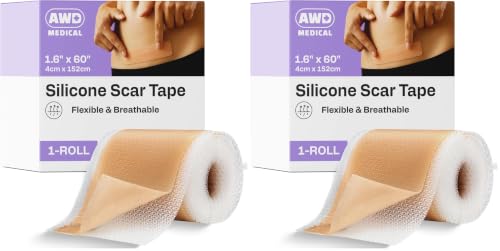 Image of Silicone Scar Tape - Medical-Grade, 1.6 inch x 60 inch, Cut-to-Fit for C-Section, Surgical & Keloid Scars, Face & Wrinkles | Reusable (Pack of 2)