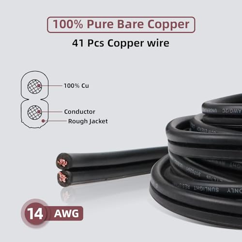 EP 14/2 Low Voltage Landscape Lighting Wire, Outdoor Direct Burial Cable, 250 Feet