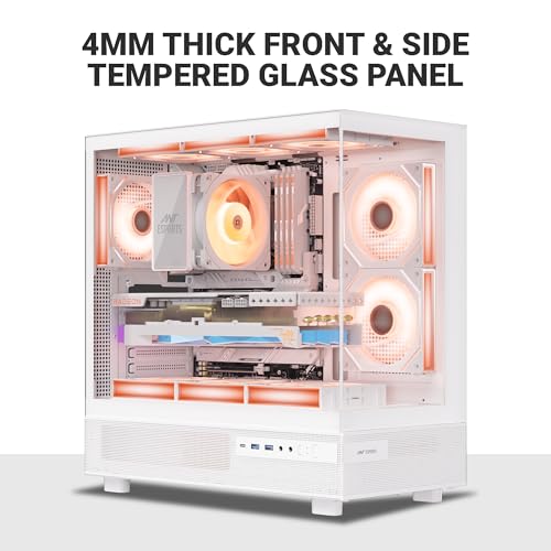 Image of Ant Esports Crystal X6 ATX Mid-Tower Computer Case /Gaming Cabinet with Type-C - White | Support ATX, Micro-ATX, Mini-ITX | Pre-Installed 6 ARGB Infinity Mirror Fans | Dual Front Panel (Mesh /Glass)