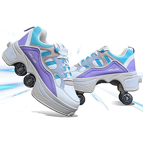 Multifunctional Roller Skates Shoes Deformation Automatic Walking Shoes Invisible Pulley Shoes Skates Male and Female Skating Shoes Outdoor Sports Kick Rollershoes