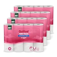 by Amazon 4-Ply Quilted Toilet Tissues, Unscented, 12 Rolls (4 Packs of 12), 160 Sheets per Roll