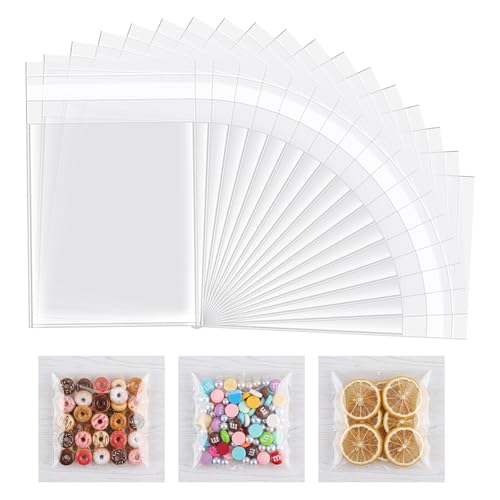 100 Stück Durchsichtige Zellophantüten Süßigkeiten Tüten Selbstklebende Kleine Spartasche Wiederverwendbar für Süßigkeiten Kekse Zubehör Geschenke (10x10cm)