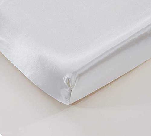 California Drapes Soft & Silky Satin Crib Fitted Sheet, Great for Babies with Sensitive Hair, Fully Elastic All Around for A Secure Fit (White)