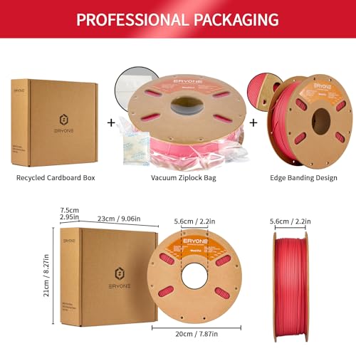 Image of ERYONE Wood PLA Filament 3D Printer PLA Filament 1.75mm + /- 0.03mm, PLA Filament 1KG Cardboard Spool(2.2LBS), Red Wood