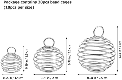 WINOMO 30PCS Spiral Bead Cages Charm DIY Craft Vintage Bead Stone Holder Cage Pendant Necklace Necklace Findings for Women Ladies Silver