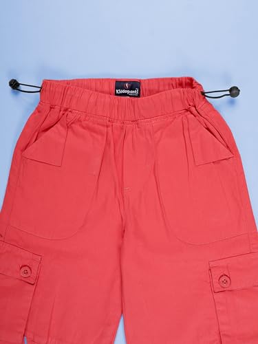 Image of KiddoPanti Girls Cotton Knit Solid Parachute Pant with Cargo Pocket
