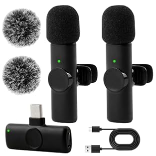 Superior Noise Reduction for Clear Sound: This wireless lavalier microphone features advanced noise-canceling chips and a high-density sponge to minimize background noise. With 2 plush wind covers included, it effectively reduces wind interference, e...