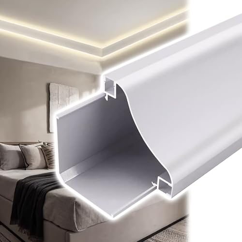 SRNSAEB Moldura Iluminacion Luces LED de Techo con moldura de Corona con Tira de luz LED, difusores de Pantalla de iluminación indirecta de Alta Resistencia, decoración Moderna para(24.5'/7.5m)