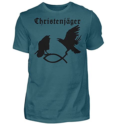 T-shirt Hugin et Munin bleu en coton confortable au motif Odin