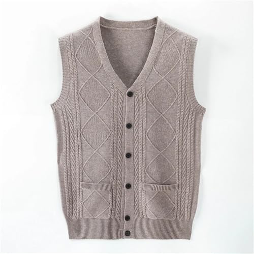 Men's Sweater Vest Basic Sleeveless V-Neck Buttons Down Cable Knitted Cardigan Vest3