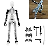 Dumwick Titan13 Action Figure, Lucky Robot 13 Action Figure,3D Printed Multi-Jointed Movable Action Figures,Dummy Robot 13 Figure Creative Gifts for Kids Adults(Transparent)
